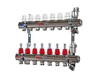 Коллекторная группа со вст. расх.1"х 7 вых Valtec VTc.596 ЛАТУНЬ