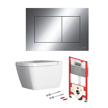 Модуль в комплекте с панелью смыва TECEnow  хром глянцевая и унитазом TECE One