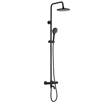 Смеситель для ванны с термостатом и верхним душем черный TERMO 34511TMB OLIVE'S