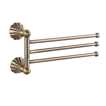 Держатель полотенца поворотный большой тройной с двойным креплением под БРОНЗУ Magnus 95132