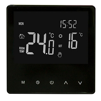 Термостат TT02/HT18H1S Mirror Black (wifi черный, программируемый, сенсорный) 