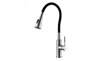 Смеситель LM5082S-Black "ЭКСПЕРТ" д/кухни с гиб.изливом сталь LEMARK