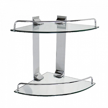 Полка стеклянная угловая 2-х этажная 10102