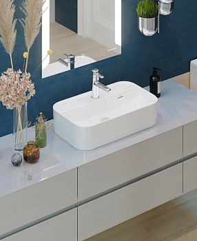 Умывальник накладной INFINITY 60 Shelf ВКС, белый WB.CT/Infinity/60-C.Shelf/WHT.G/S1