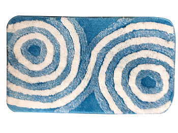 Коврик МК 45х75 круги голубой, микрофибра Delphinium