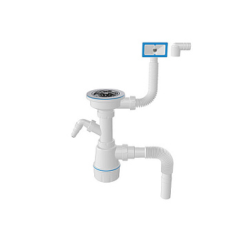 Сифон для мойки с кв. переливом выпуск3 1/2 NOVA д/нерж. 1047