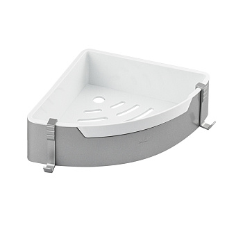 Полочка угл.,одинарная, алюм. с Белым вкладышем 