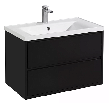 Тумба РИМИНИ 80 (Черный глянец) + раковина VICTORIA-N