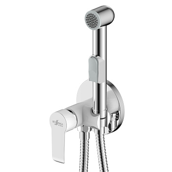 Смеситель одноруч. (25мм) W25-51 с гигиенич. душем встраив.хром/бел ROSSINKA