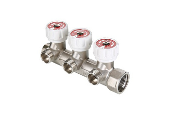 Коллектор с регулир. клапанами 3 вых. 3/4"х1/2" НР Valtec VTc.570