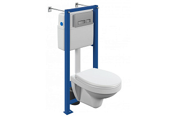 Инсталляция для унитаза CERSANIT с унитазом DELFI инсталляция VECTOR кнопка MOVI (хром,глянец)