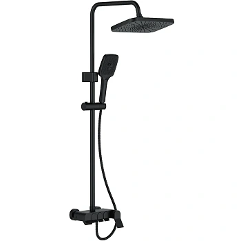 Душевая система со смесителем и тропическим душем,встр.излив,черн. L2425В
