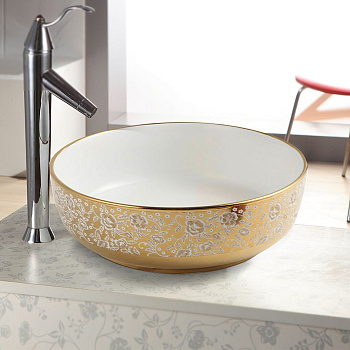 Фигурный умывальник MELANA T4003-G7 золото