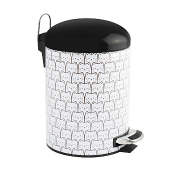 Ведро круг, из нерж.стали 5 л белое -КОШКИ