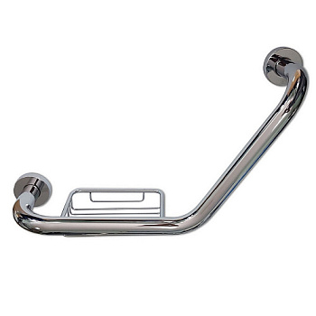 Ручка в ванную MAGNUS изогн с  мыльн.нерж.85103