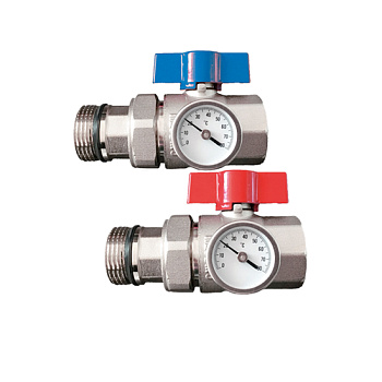 Кран шар. с полусгоном и термометром прямой Ду 1" VIEIR