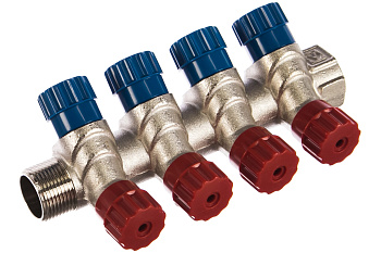 Коллектор с регулир. вентилями 4 вых. 3/4"х1/2" НВ Valtec VTc.560