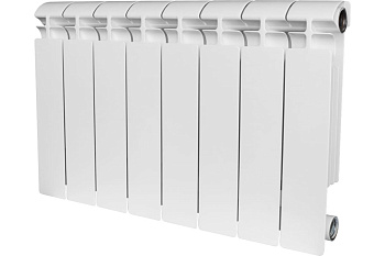 Радиатор биметалл STOUT ALPHA 350 12 секций боковое подключение БЕЛЫЙ RAL9016