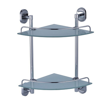 Полка угловая двухъярусная, стекло 25см*25см L1907-2 LEDEME