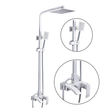 Душевая стойка корот.излив тропич душ+ белая лейка FASHUN A52418-8