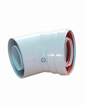 Отвод коаксиальный раструб. 45 гр d60/100 мм VIVAT