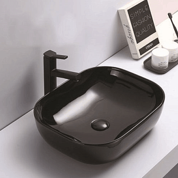 Раковина накладная черная глянец 505*405*140 R78104B REDO