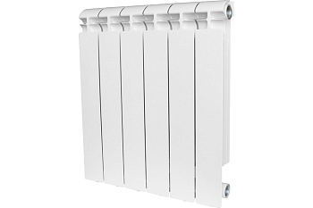 Радиатор биметалл STOUT ALPHA 500 8 секций боковое подключение БЕЛЫЙ RAL9016