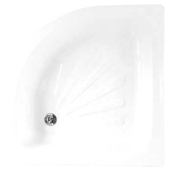 Поддон стальн. полукруг.80*80*15 толщ.0,9мм, отверстие д/слива 5см