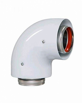 Отвод коаксиальный раструб. 90 гр d60/100 мм VIVAT