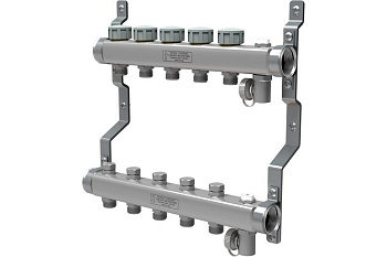 Коллекторная группа нерж. в сборе универсальный 1" ВР-3/4*HP, 2вых.ROYAL THERMO 