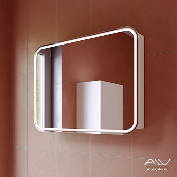 Шкаф зеркальный LANA 80 G вертикальный белый (Алаванн)