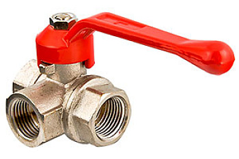 Кран шар. трехходовой L-тип рыч. Ду 15 (1/2") VT.360 