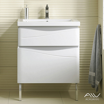 Тумба Silvia 70 + умывальник Como 70  белый (Алаванн)