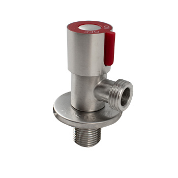 Кран MAGNUS угл. 1/2*1/2 нерж.красн. ручка 9270