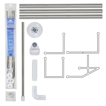 Карниз в ванную угловой 0,9*0,9*0,*09  10019 хром с жесткой фиксацией