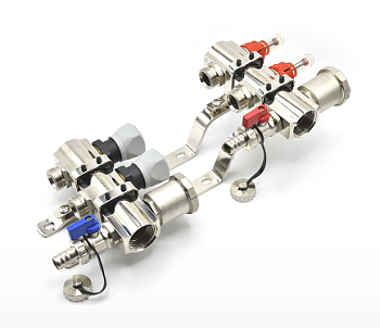 Коллекторный блок с расходомер.Thermofix  латунь,  воздухооттв. 1"*3/4"*2 вых