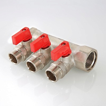 Коллектор с отсечными кранами 3 вых.1"х1/2  Valtec VTc.580