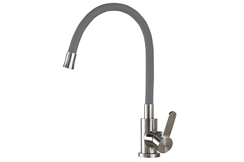 Смеситель L74004-9 для кухни с силиконовым изливом (серый) LEDEME 