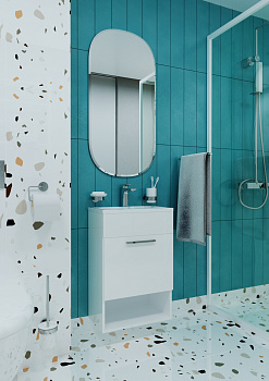 Тумба с раковиной July 50П 1д. Белый глянец подвес.500*300*750