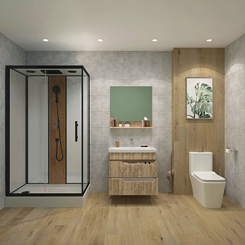 Тумба  Liberty 80 (травертин) подвесная+ умыв. Соmо 80 