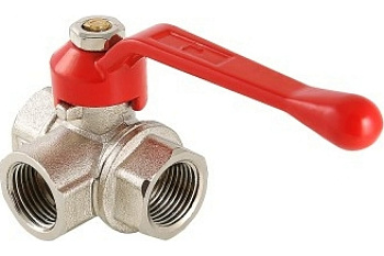 Кран шар. трехходовой L-тип рыч. Ду 20 (3/4") VT.360