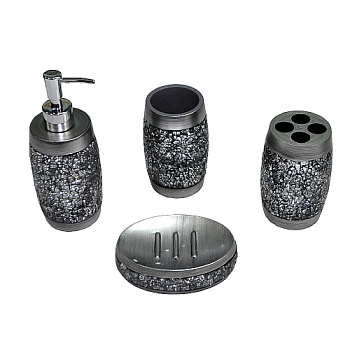 Набор в ванную настольный акрил, хром.,битое стекло