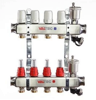 Коллекторная группа со вст. расх.1"х 4 вых  Valtec VTc.596 ЛАТУНЬ