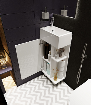 Тумба c раковиной Laura 40H 1д. Белый глянец L