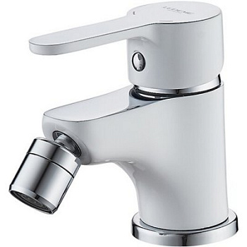 Смеситель L5003 W для биде с гайкой шаровый белый (латунь) LEDEME