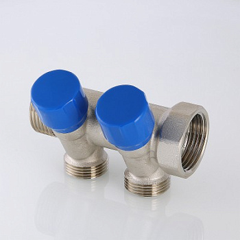 Коллектор с регулирующими вентилями 2 вых. 3/4"х1/2" НВ Valtec VTc.560