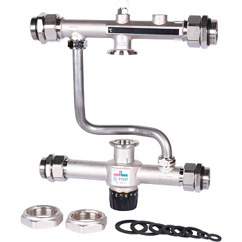 Насосно-смесительный узел с термостатическим клапаном 30-60°C, без насоса 1" STOUT