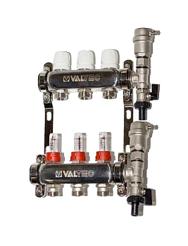Коллекторная группа со вст. расх. 1"x3 вых. Valtec (НЕРЖ) концевая VTc.589