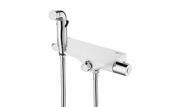 Смеситель LM7169СW СОЛО настенный с гигиенич душем хром/бел LEMARK