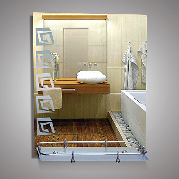 Зеркало Eva Gold 66х53,5 с полкой, пластиковый борт, с орнаментом